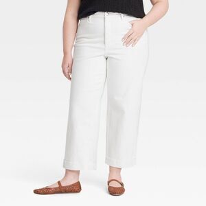 Universal Thread - Women's Highest-Rise Straight Ankle Cuffed Jeans - White